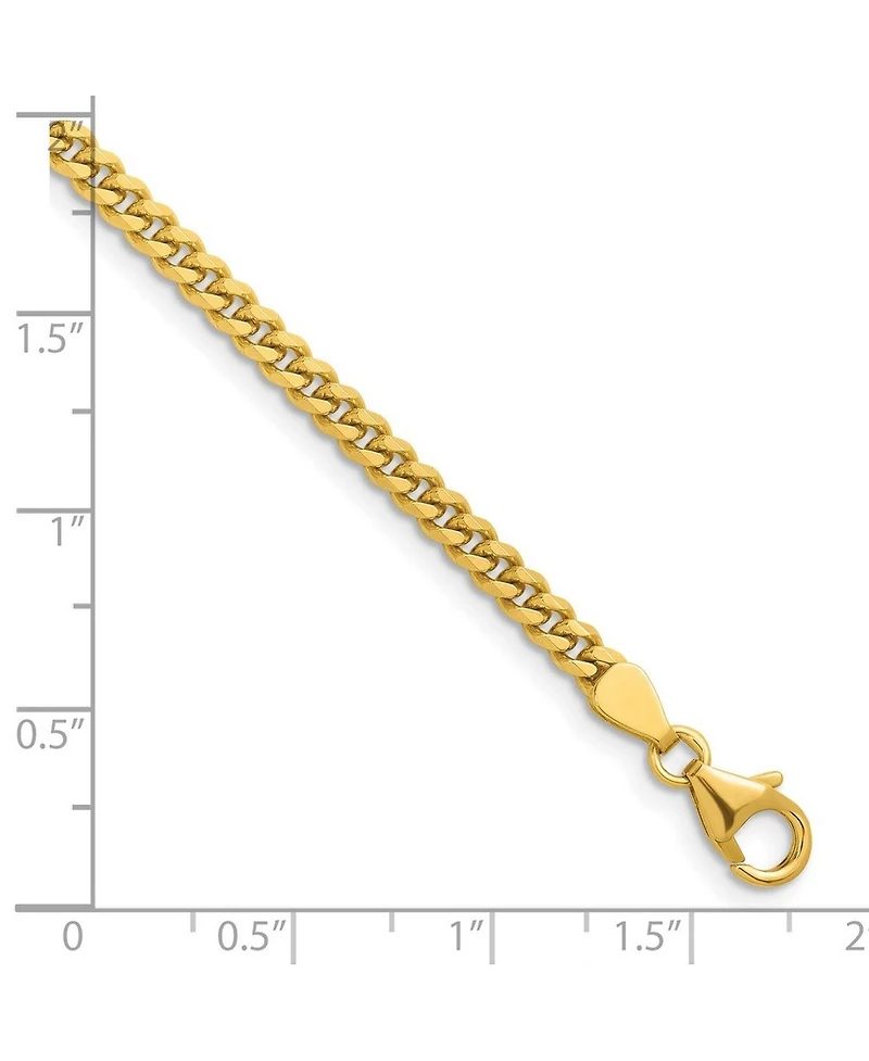Curata Jewelry Solid 18k Yellow Gold Italian 7.25 Inch 3.4mm Curb Link Bracelet Link Bracelet