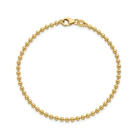Curata Jewelry Solid 18k Yellow Gold Italian 7.25 Inch 2.5mm Bead Chain Bracelet Link Bracelet
