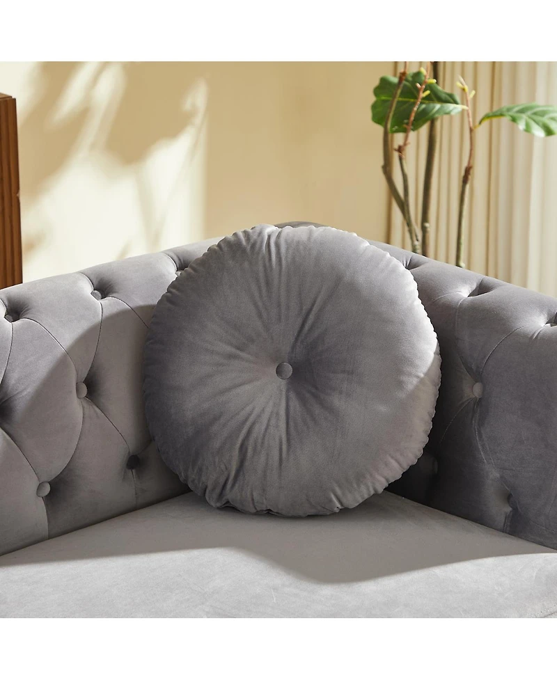 Streamdale Furniture Velvet Chesterfield Sofa with Copper Studs & Tufted Buttons, Metal Legs