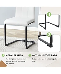 Streamdale 4-Pack Pu Upholstered Dining Chairs with High-Back Seating