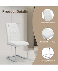 Streamdale High-Back Pu Leather Dining Chairs Set of 6, Modern Kitchen Chairs with Silver Legs