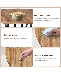 gaomon Round Dining Table for 4-6 Farmhouse Kitchen Table with Storage Circle Dinner Tables for Kitchen Dining Room Living Room