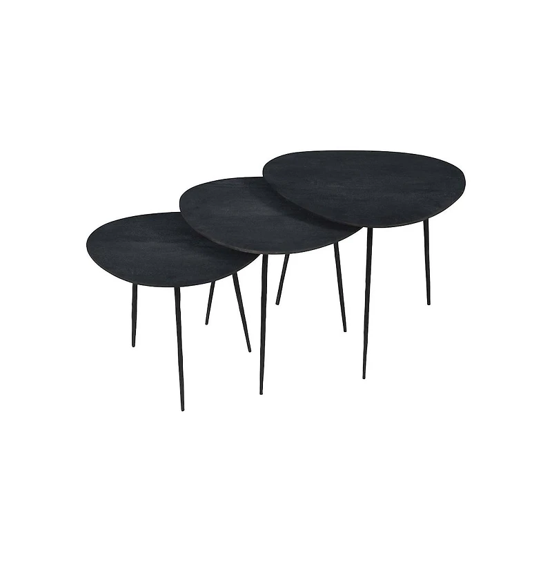 Reeves Abstract Contemporary Solid Acacia Wood Nesting End Tables (Set of 3)