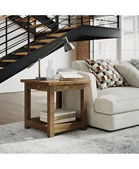 Jofran Reclamation Rustic Solid Wood Square End Table with Storage Shelf