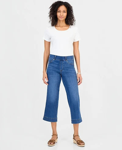 Style & Co Petite High Rise Shaping Cropped Wide Leg Jeans, Macy's Exclusive