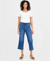 Style & Co Petite High Rise Shaping Cropped Wide Leg Jeans, Macy's Exclusive