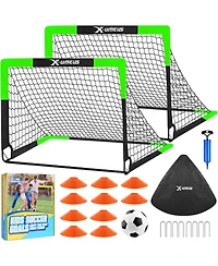 Set of 2 Kids 4x3ft Soccer Goals with Ball, Cones & Pop-Up Nets – Backyard Training Equipment for Ages 3-12, Outdoor Sports Gifts