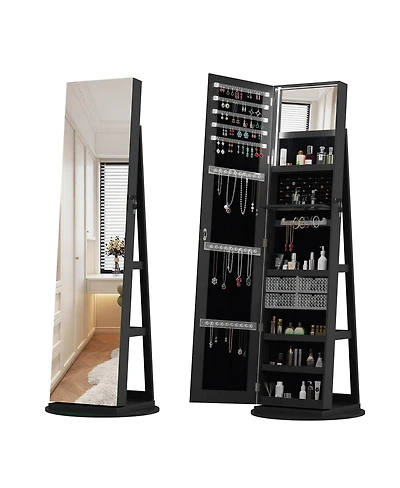 Streamdale Furniture 360degree(s) Swivel Jewelry Cabinet with Full Length Mirror
