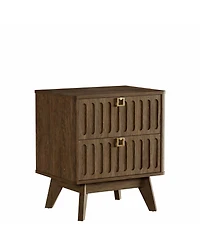 Yigii Modern Fluted Nightstand with 2 Drawers - Stylish Storage for Bedrooms