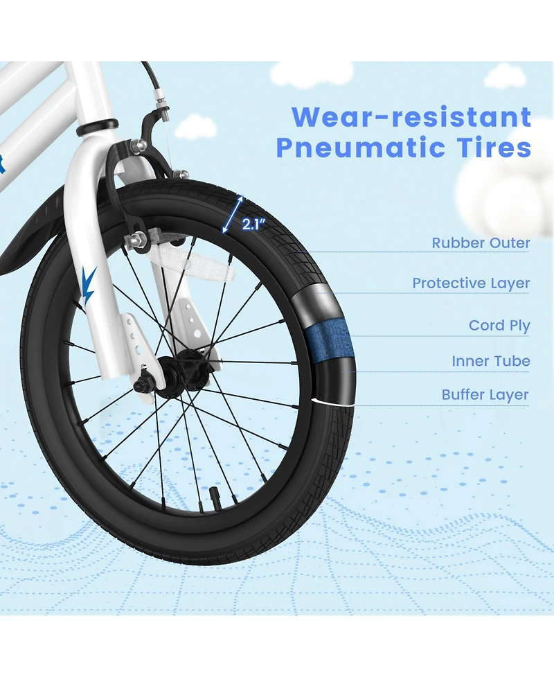 Mecale Kids Bike Adjustable with 2 Training Wheels