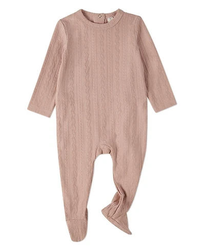 MeMoi Baby Girls Cotton-Rich Faux Cable Knit Footie