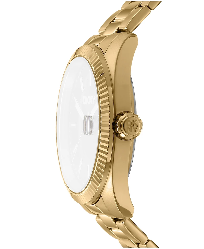 Dkny Men's Date Black Dial Gold-Tone Stainless Steel Bracelet Watch, 40mm