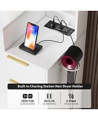 Streamdale Furniture Makeup Vanity Desk with Mirror, Lights & 8 Drawers, 59" Large Table