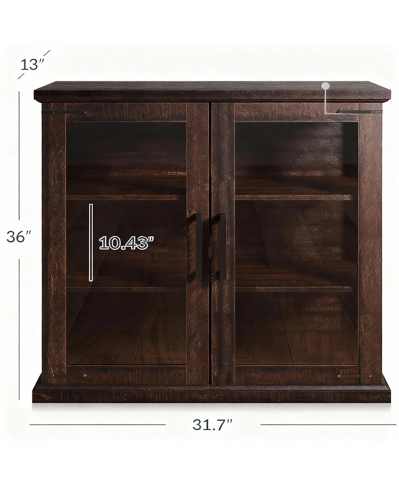 Yigii Elegant Multi Use Cabinet with Glass Doors for Home Decor