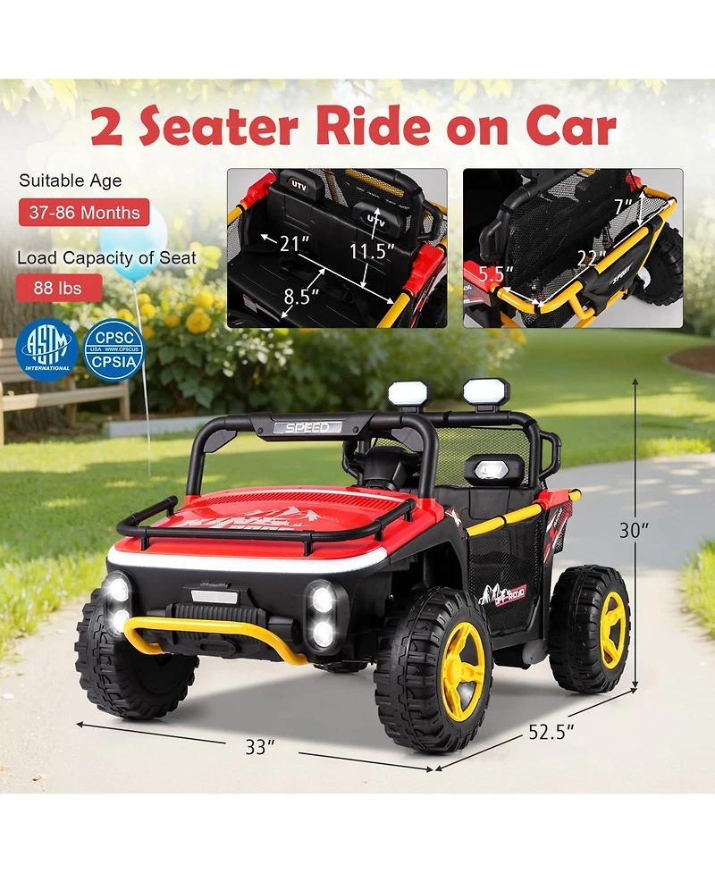 Mecale 24V Ride on Toy for Kids 2 Seater Ride on Truck Car with Horn Music Story