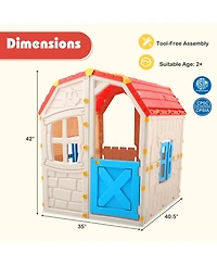 Mecale Kids Indoor/Outdoor Playhouse with Opening Windows and Door, Pretend Play House