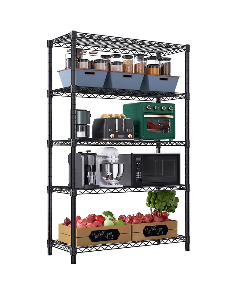 Rainsken 5-Tier Utility Shelving Unit, Steel Storage Organizer Wire Rack, 1750 Lbs Capacity for Garage, Home