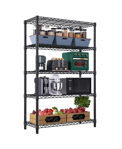 Rainsken 5-Tier Utility Shelving Unit, Steel Storage Organizer Wire Rack, 1750 Lbs Capacity for Garage, Home