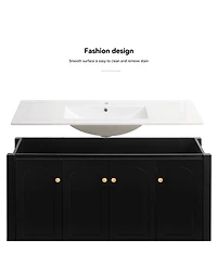 Sillysis 48" Bathroom Vanity with Integrated Ceramic Sink, Mdf Cabinet & Soft-Close Doors, Transitional Modern Storage for Elegant Decor