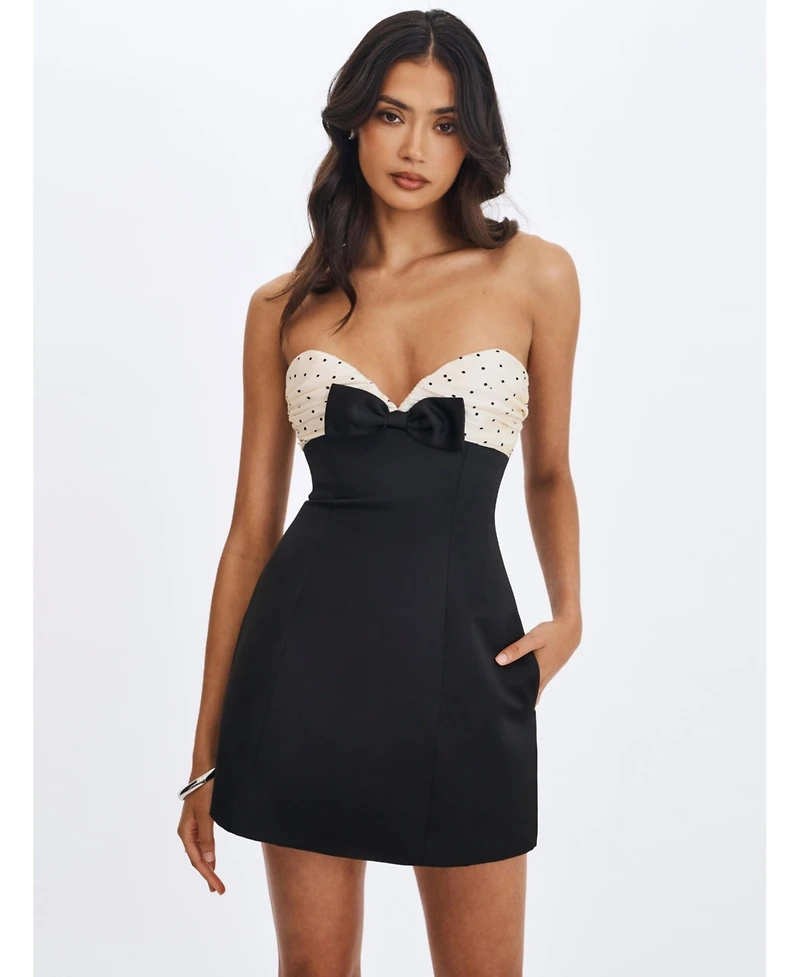 Miss Circle Women's Polka Dot Sweetheart Mini Dress