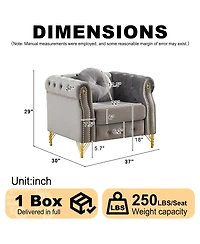 Streamdale Furniture Velvet Chesterfield Sofa with Copper Studs & Tufted Buttons