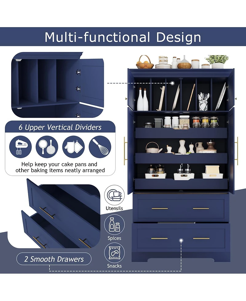 Streamdale Furniture Farmhouse Kitchen Pantry, 4 Doors