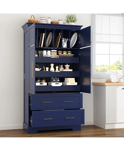 Streamdale Furniture Farmhouse Kitchen Pantry, 4 Doors