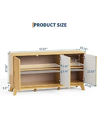 gaomon 58” Wood Modern-Farmhouse 4 Door Adjustable Shelf Sideboard Furniture