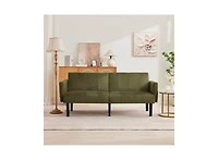 gaomon 75.5” Convertible Futon Sofa Bed, Linen Flannel Small Couch Sofa with Wood Legs & 700lbs Capacity