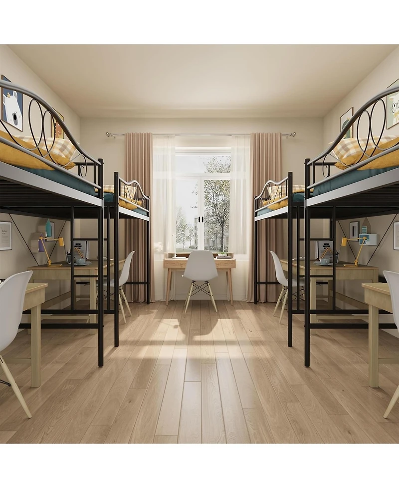 gaomon Loft Bed Twin Size with Removable Ladder & Full Safety Guardrail, Twin Loft Bed Heavy-Duty Metal Frame 400 Lbs Weight Capacity, Space Saving