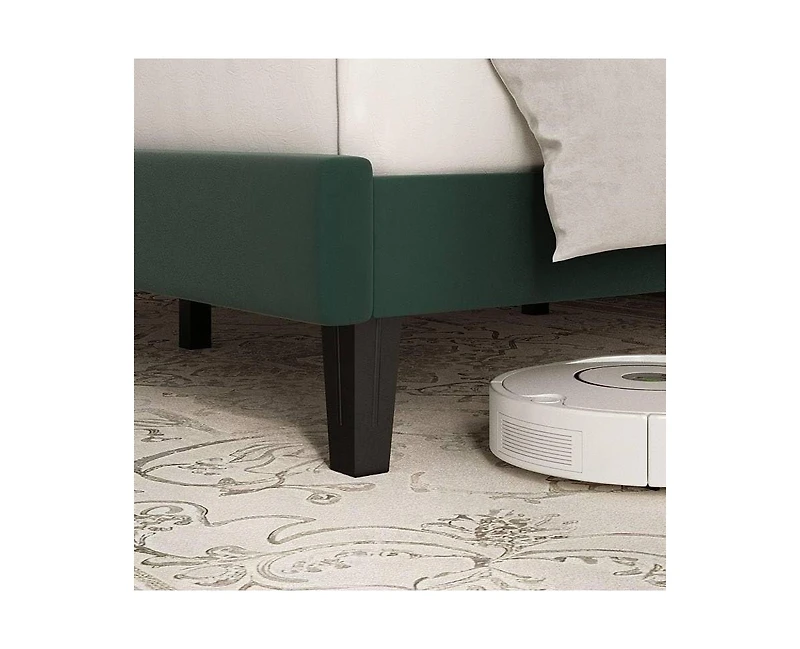 gaomon Bed Frame, Velvet Upholstered Platform Bed with Adjustable Vertical Channel Tufted Headboard, No Box Spring Needed, Easy Assembly