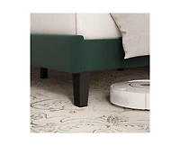 gaomon Bed Frame, Velvet Upholstered Platform Bed with Adjustable Vertical Channel Tufted Headboard, No Box Spring Needed, Easy Assembly