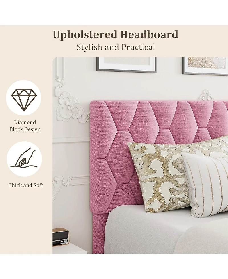 gaomon Bed Frame with Upholstered Headboard, Heavy-Duty Platform Bed Frame with Strong Wood Slats, No Box Spring Needed/Noise Free/Easy Assembly