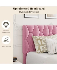 gaomon Bed Frame with Upholstered Headboard, Heavy-Duty Platform Bed Frame with Strong Wood Slats, No Box Spring Needed/Noise Free/Easy Assembly