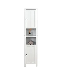 Rainsken 67" Tall Bathroom Storage Cabinet, Narrow Wood Floor Cabinet with Adjustable Shelves and 2 Doors for Bathroom