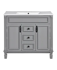 Sillysis Bathroom Vanity with Sink, Solid Wood Cabinet, Soft Close Doors and