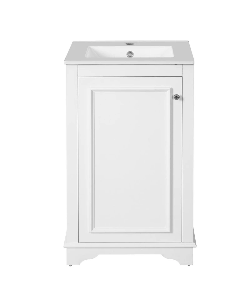 Sillysis 20" Bathroom Vanity with Ceramic Sink, Modern Solid Wood & Mdf Cabinet, Soft-Close Door for Small Spaces