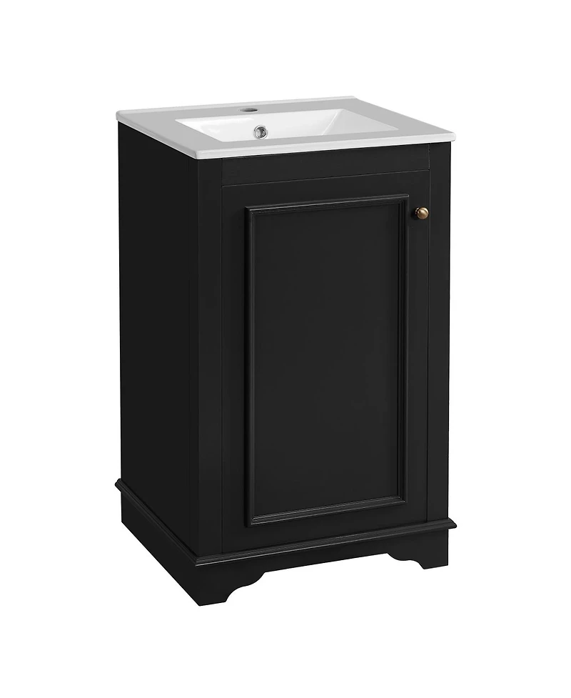 Sillysis 20" Bathroom Vanity with Ceramic Sink, Modern Solid Wood & Mdf Cabinet, Soft-Close Door for Small Spaces