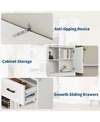 gaomon 74'' Tall Corner Bookshelf - 6-Tier Book Shelf with Drawer and Cabinets, l-Shaped Bookcase Open Storage Shelves Modern Display Shelf for Home