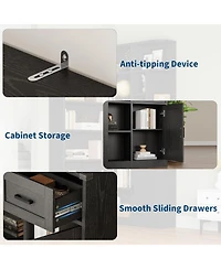 gaomon 74'' Tall Corner Bookshelf - 6-Tier Book Shelf with Drawer and Cabinets, l-Shaped Bookcase Open Storage Shelves Modern Display for Home