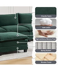 Streamdale Furniture Oversized Modular Sectional Sofa with Movable Ottoman