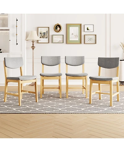 Streamdale Furniture Rustic Farmhouse 4-Piece Dining Chair Set with Fabric Cushion