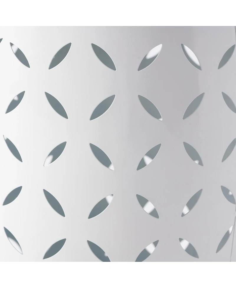 Streamdale Furniture Sculptural Barrel Side Table with Laser-Cut Floral Motifs