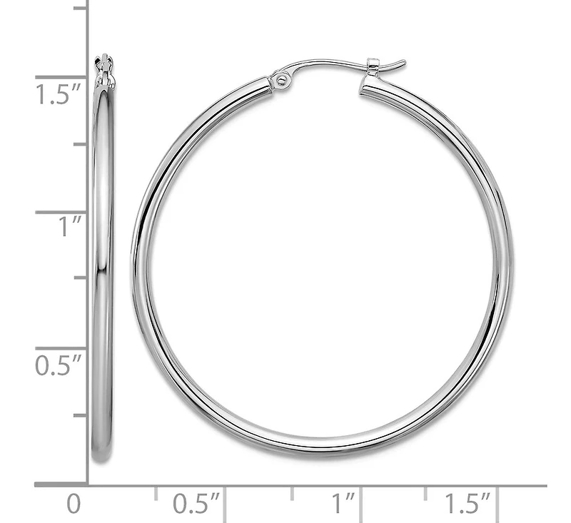 Curata Jewelry Solid 950 Platinum Classic Hoop Earrings