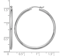 Curata Jewelry Solid 950 Platinum Classic Hoop Earrings