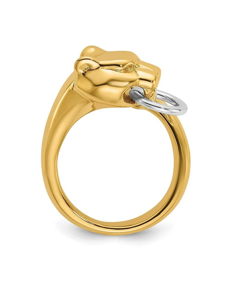 Curata Jewelry Solid 18k Two-tone Gold Adjustable Polished Panther Ring