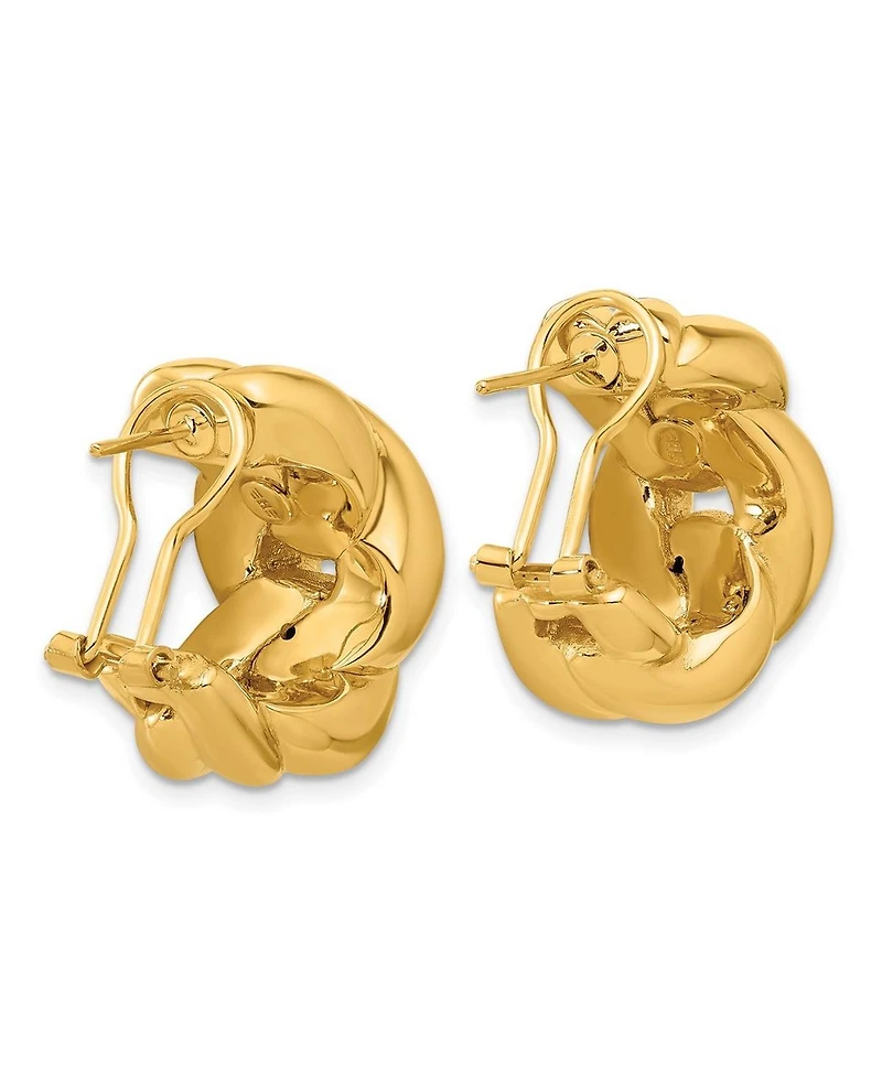 Curata Jewelry Solid 18k Gold 22x14mm Curb Link Omega Back Earrings