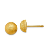 Curata Jewelry 18k Textured Half Round Button Earrings