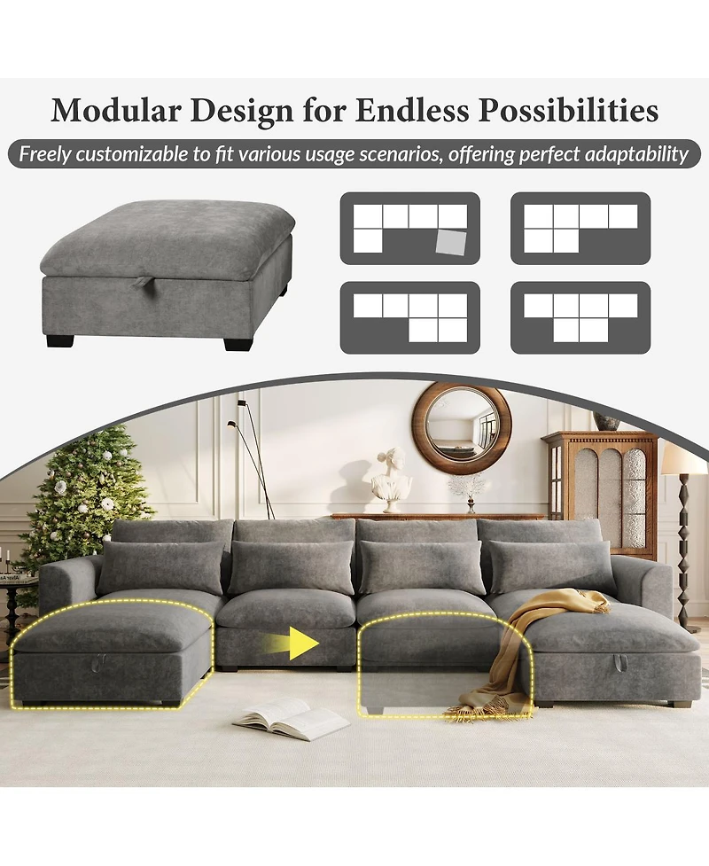 Streamdale Furniture U-shaped Modular Corner Sofa with Two Ottomans