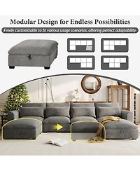Streamdale Furniture U-shaped Modular Corner Sofa with Two Ottomans